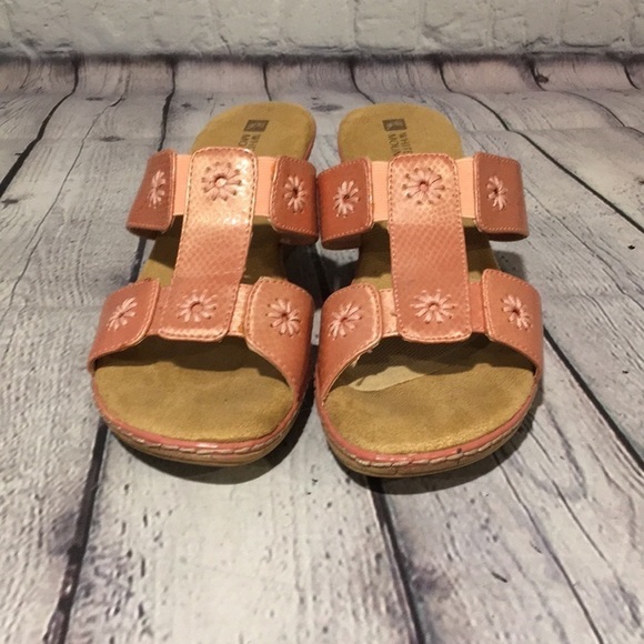 White mountain summer wedges with coral floral and snake print design - Picture 2 of 8